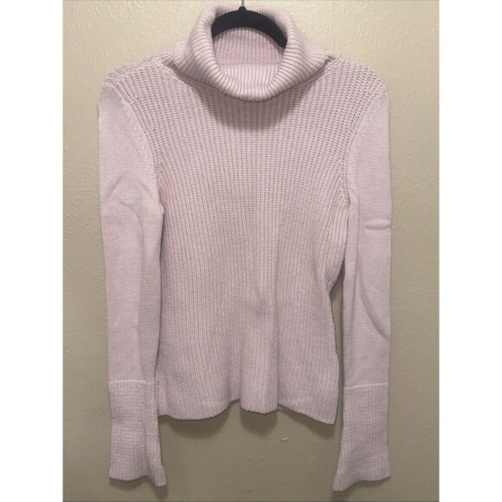 White House Black Market Pink Knit Funnel Neck Long Sleeve Fitted Sweater